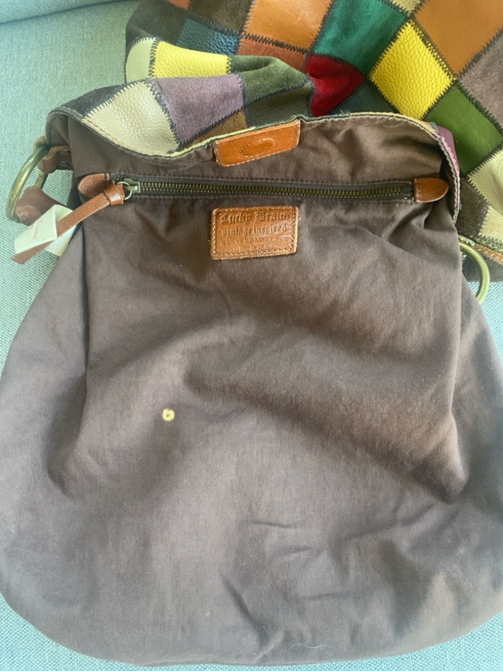 RARE Lucky Brand "Ugly Betty" Patchwork Leather Suede Hobo Bag Y2K Boho Vtg - Picture 11 of 13